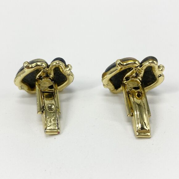 Vintage Unique Cufflinks Aurora Borealis Art Glass Iridescent Metallic Pat Pend - Picture 3 of 12